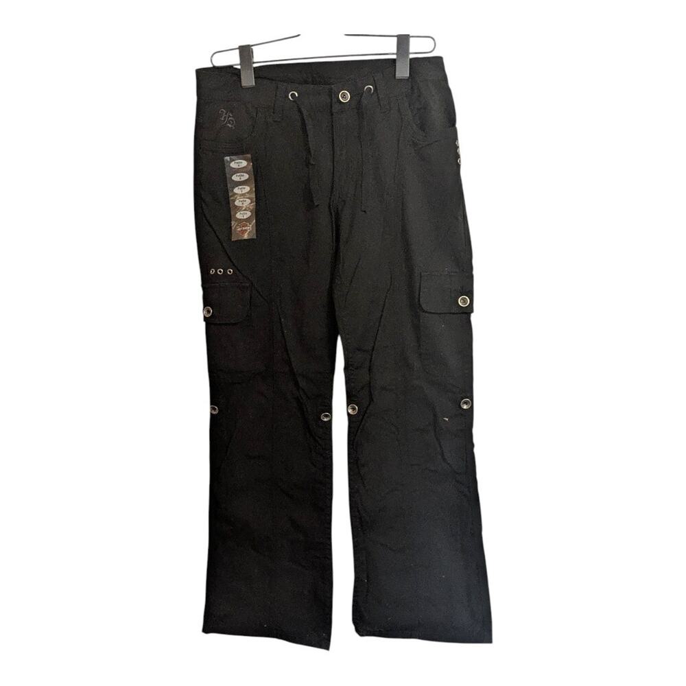 Harley-Davidson Pants Womens 6 Black Roll Up Relaxed Fit Motor Biker New